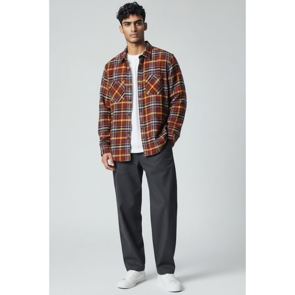HURLEY Men's Cherokee Flannel Button Up Shirt SMALL